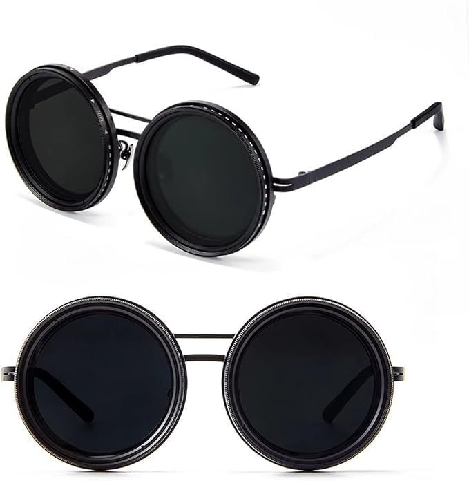 Adjustable Tint Polarized Round Sunglasses with UV400 Protection